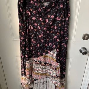 Patterned Wrap Maxi Skirt